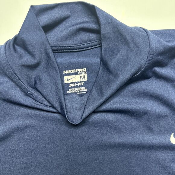 Nike Shirt Navy Blue Pro Fitted Training Active Long-sleeve Men Size Medium - Picture 3 of 9
